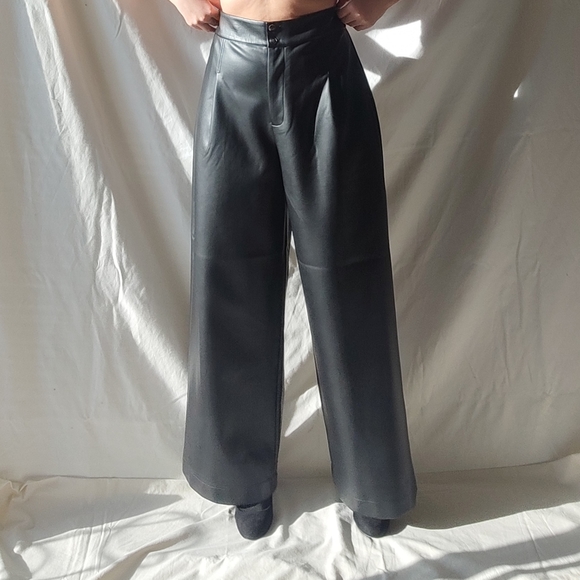 NWT French Connection Wide Leg Leather Trousers (Tall) - Picture 6 of 6
